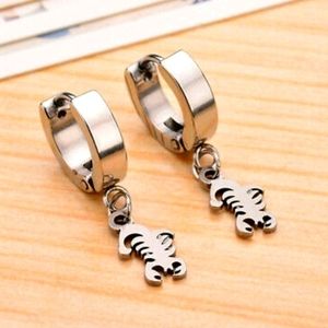 Titanium Silver Steel- New🦂Scorpion Charm Mini Hoops